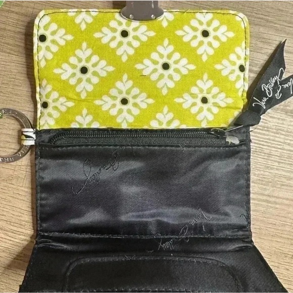 VERA BRADLEY Quick Swipe ID Case Key Ring Baroque Black Yellow Floral - Picture 4 of 4